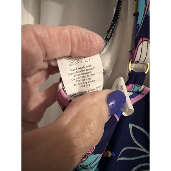 Maxine Of Hollywood Blue Floral One Piece Swimsuit Shirred Surplice Front Sz 8 - Picture 7 of 8